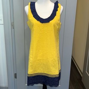NWT Yellow and navy eyelet dress